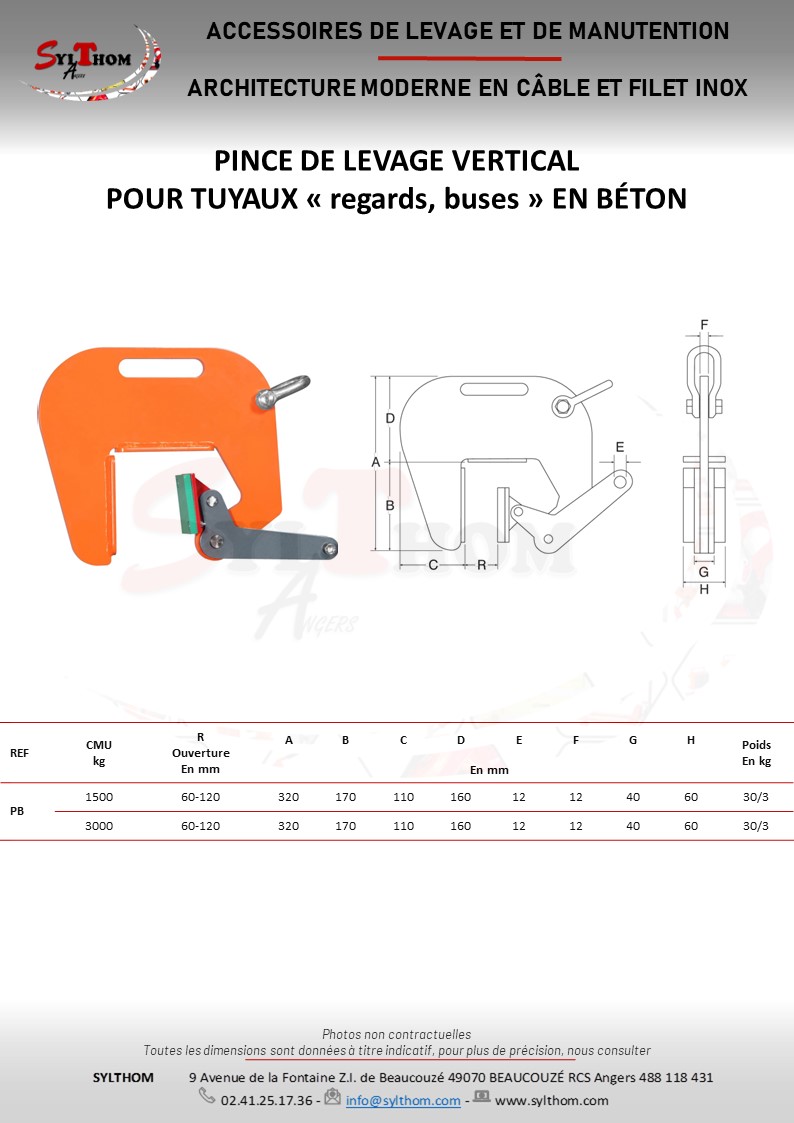 Pince de levage vertical avec pivot mobile, REMA HOLLAND BV