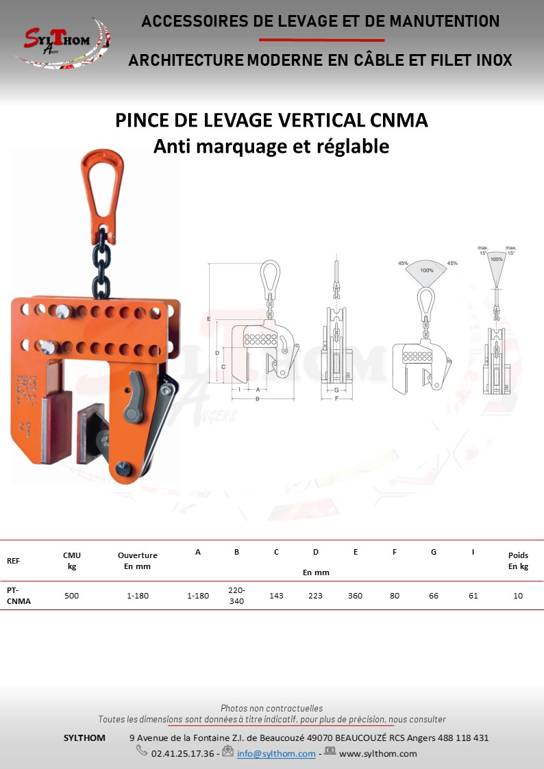 Pince de levage vertical avec pivot mobile, REMA HOLLAND BV