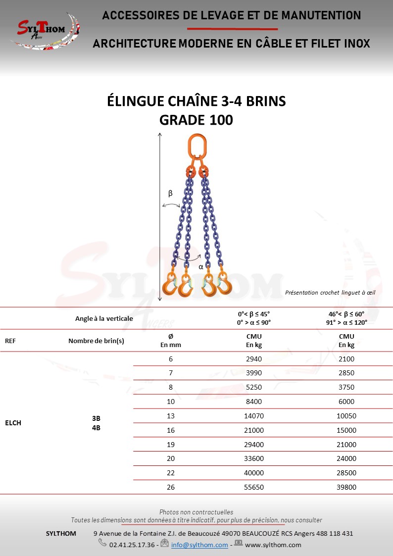 Elingue chaine 1 brin - G100